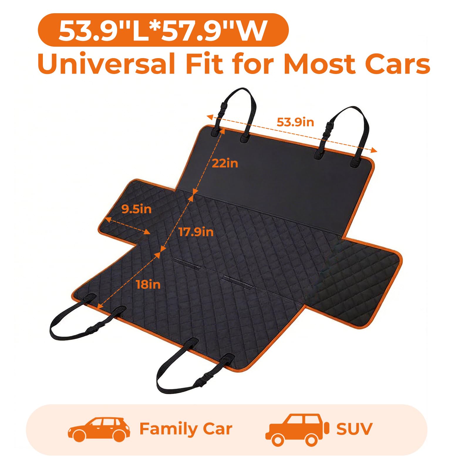 KITPLUS Dog Car Seat Cover for Pets Waterproof Seat Cover Hammock Nonslip Durable 600D Heavy Duty Scratch Proof Soft Back Seat Covers for Cars Trucks and SUVs, Black - image 5