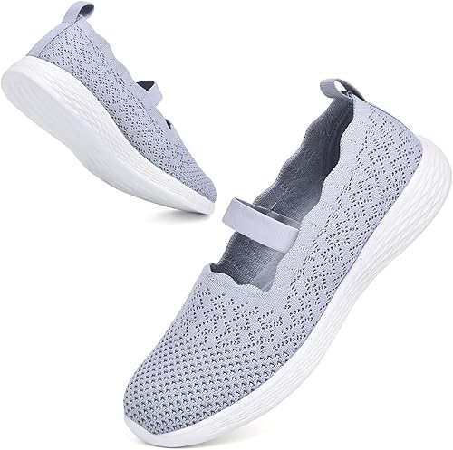 poemlady Women's Slip on Loafer Shoes - Knit Casual Ballet Flat Nurse Walking Sn