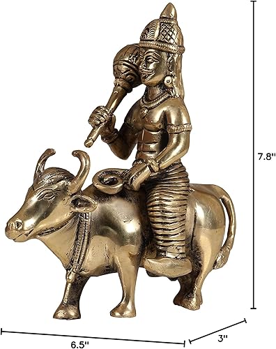 Miniatura 6 de BHARAT HAAT Yamraj Idol - Templo de oficina en casa grande de Murti Mandir Pooja Puja Room Handicraft trae prosperidad  Amarillo - 7.8 x 6.5 x 3