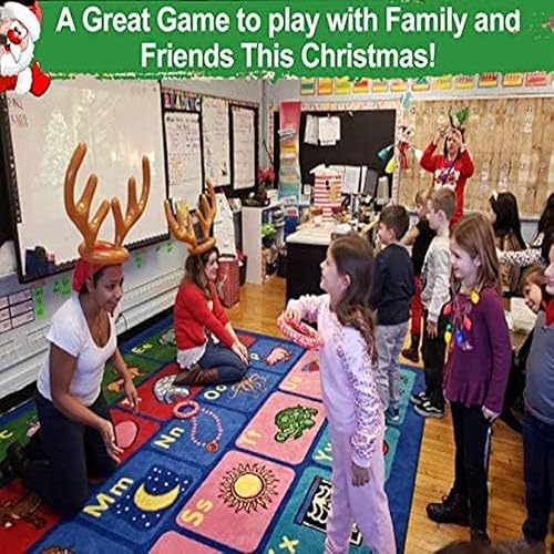 Miniatura 5 de Paquete de 4 juegos inflables de anillos de cornamenta, relleno de calcetín de anillo de reno para juegos de fiesta de Navidad, regalos divertidos