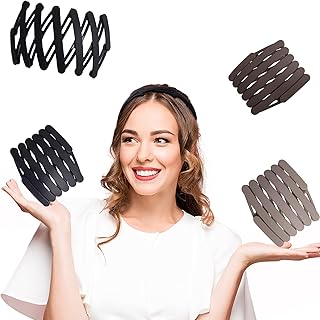 طوق رأس عصري وقابل للطي والسحب من فيش داون، توك للشعر قابلة للتعديل ومقاومة للانزلاق ويمكن وضعها في الجيب ومناسبة للسفر، عبوة من 3 قطع