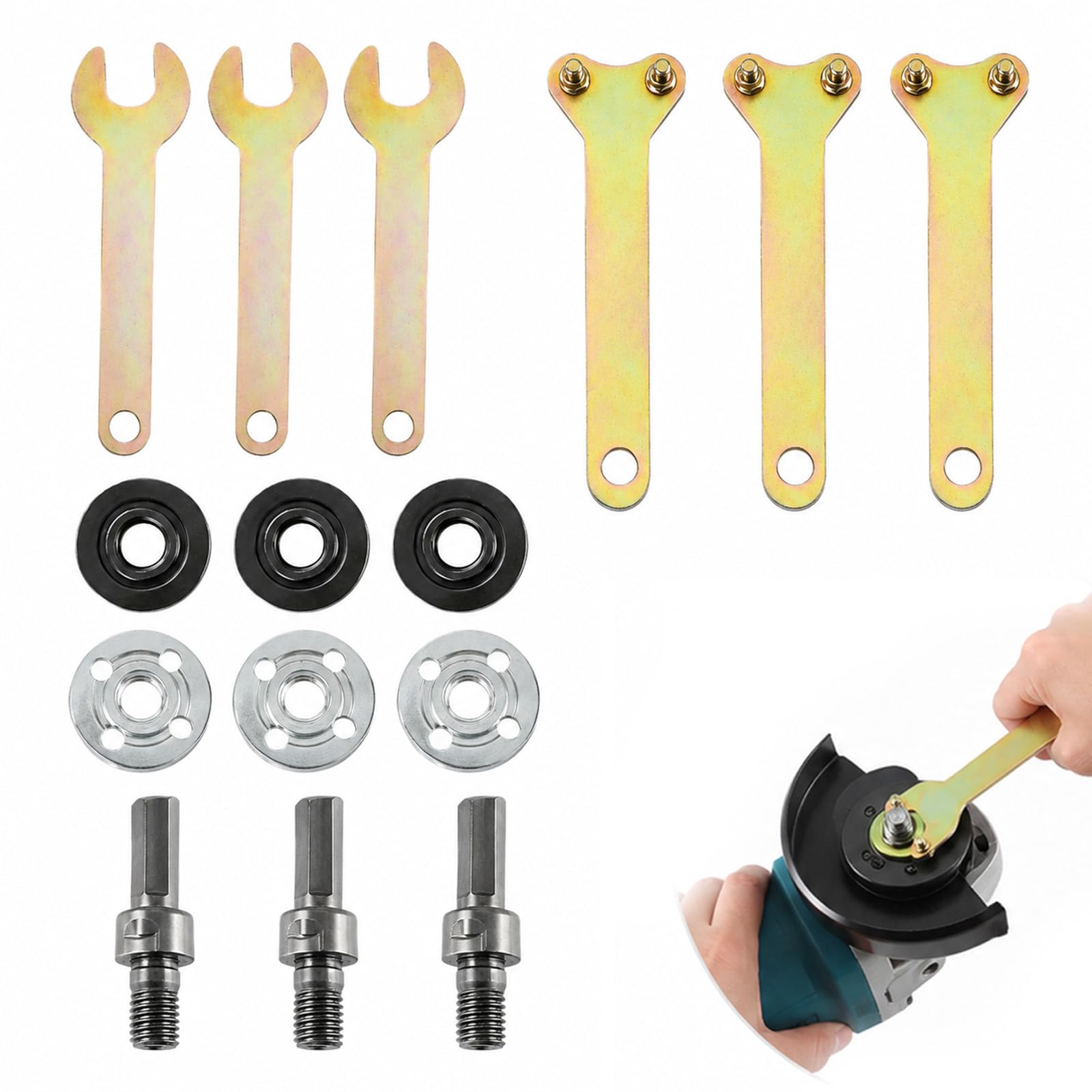 Kit Adattatore smerigliatrice angolare per Trapano 15 Pezzi, Asta di Collegamento e Accessori compatti, Rotazione Regolabile per Taglio molatura lucidatura e rifinitura