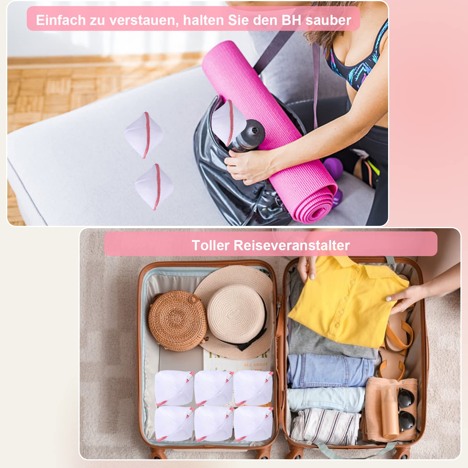 Confezione Da 3 Sacchetti In Rete Per Lavatrice - Ideali Per Capi Delicati Lingerie Reggiseni E Scarpe Resistenti Traspiranti E Con Cerniera~p113893704