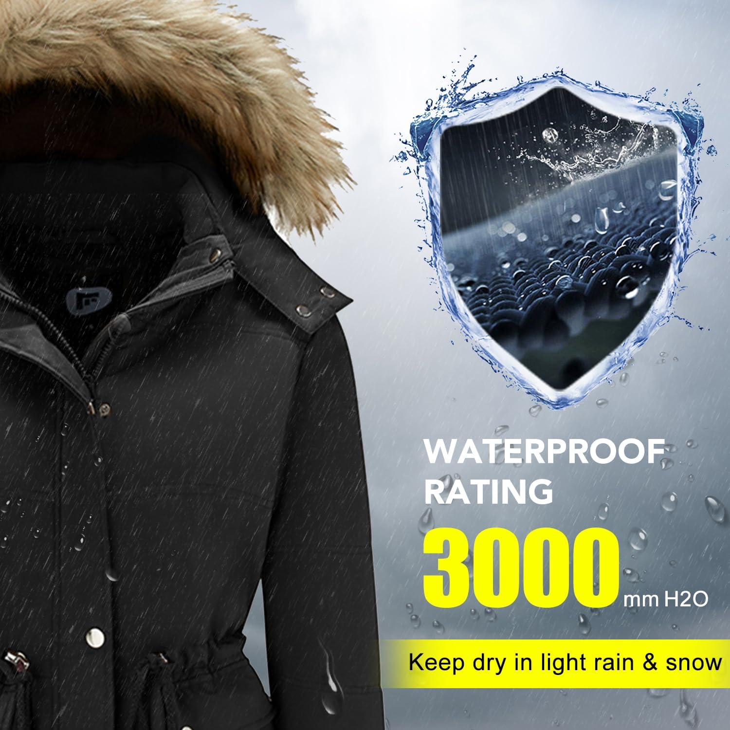 Garemcy Women's Winter Coat Water Repellent Long Puffer Jacket Warm Parka with Detachable Fur-trim Hood - Image 4