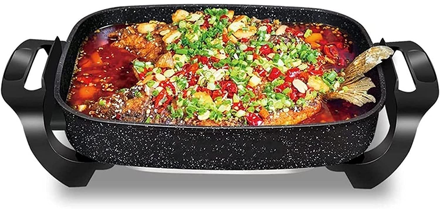 GeRRiT Electric Hot Pot Grill Indoor,2 in 1 Smokeless Grill and Hot Pot Korean BBQ Grill Shabu Pot, Separate Dual Temperature Control, Separate Cleaning, Capacity for 6 People