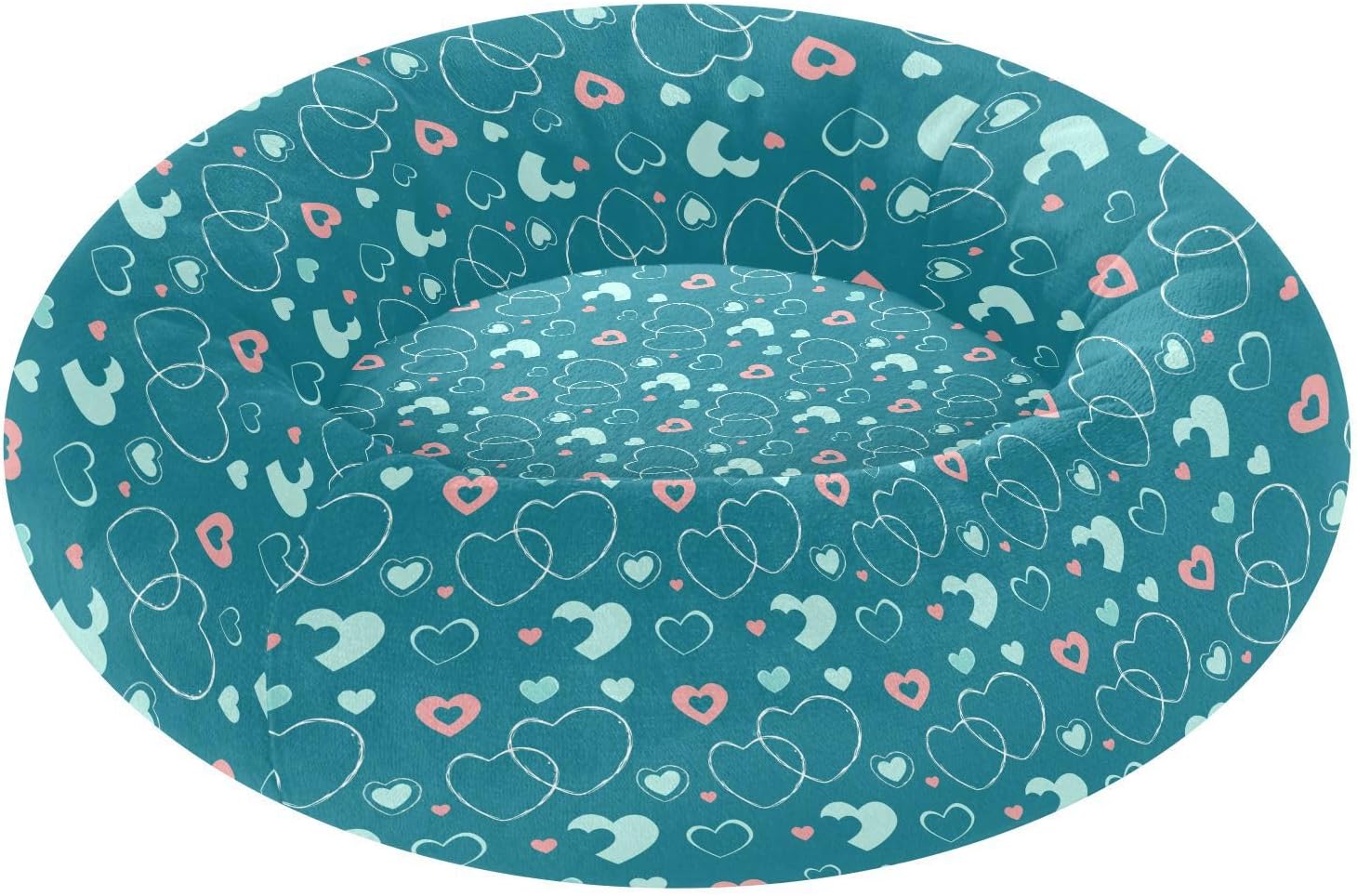 Pet Dog Beds Relieve Stress Fluffy Cat Pillow Bed for Small Size Pets Supplies M Blue Green Hearts