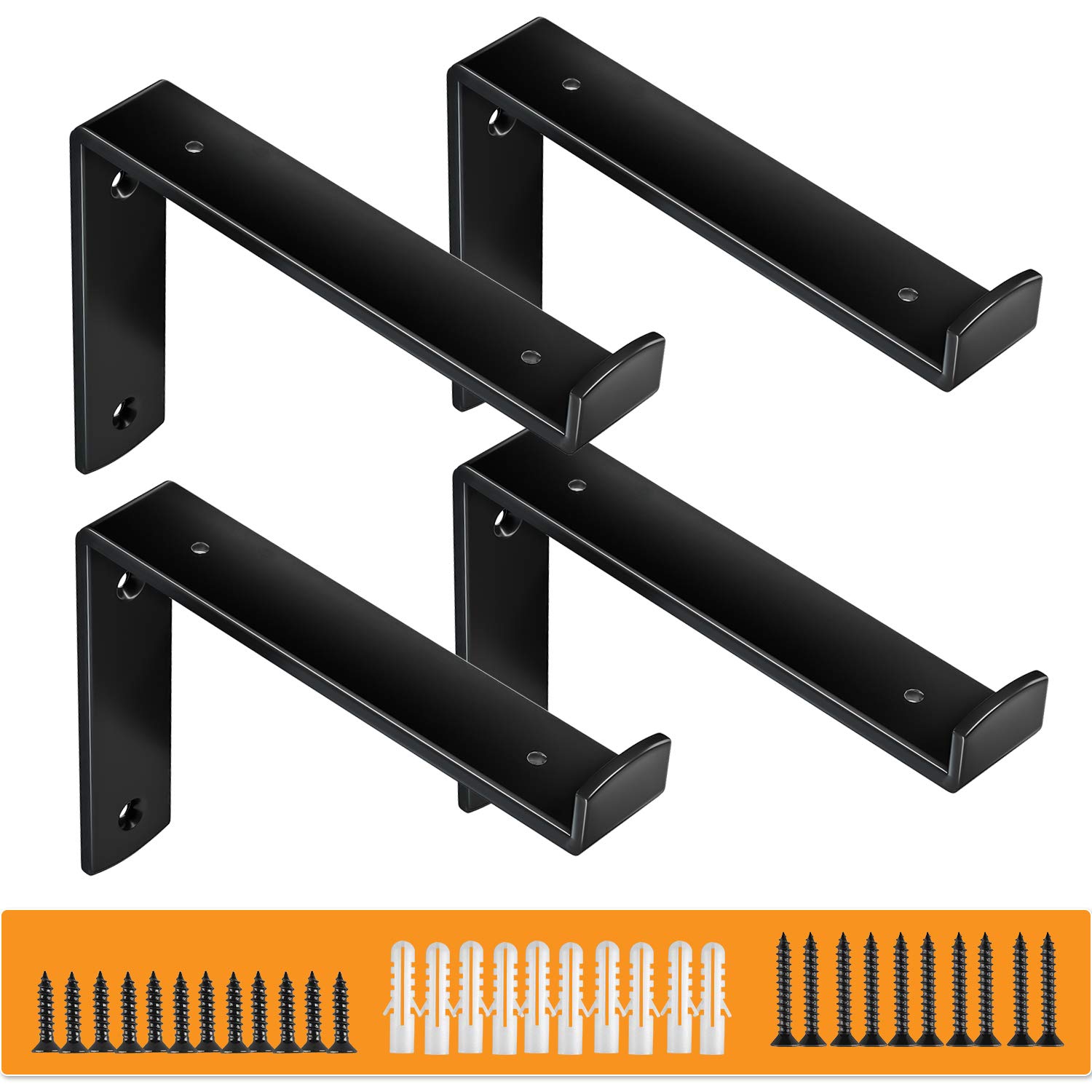 Buy Shelf Brackets 8 x 6 Inch Heavy Duty Black Floating Shelf Bracket