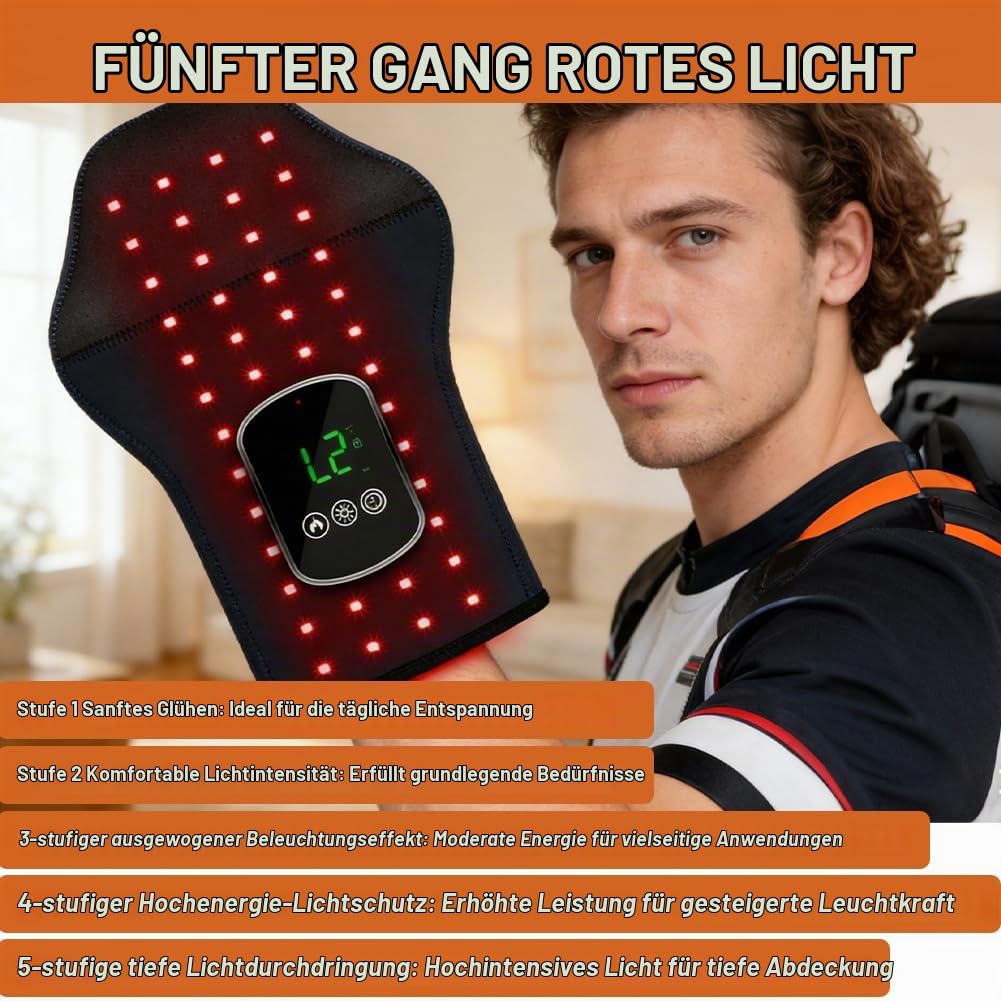 Rotlichttherapie-Handschuhe für Hände, 100LEDs, Rotlichtlampe Handschuhe, Elektrische Touchscreen Handmassagegerät mit 3 Modi und 5 Intensitätsstufen, Hand Massage, Schmerzlinderung & Entspannung