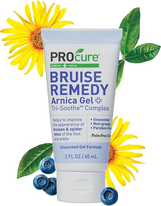 PROcure Remedy Gel with Arnica, Helps Improve the Appearance of Bruises & Spider Veins on the Foot and Ankle, Unscented & Paraben Free with Soft Touch Applicator, 2 Fl Oz
