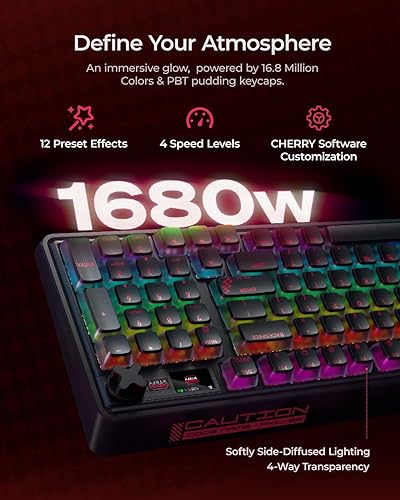 Miniatura 5 de PIXIU 98 Wireless Mechanical Gaming Keyboard, Cherry MX2A Linear Switches, 8000Hz Polling, Tri-Mode Bluetooth2.4GUSB-C Wired, Hot-Swap Gasket Custom