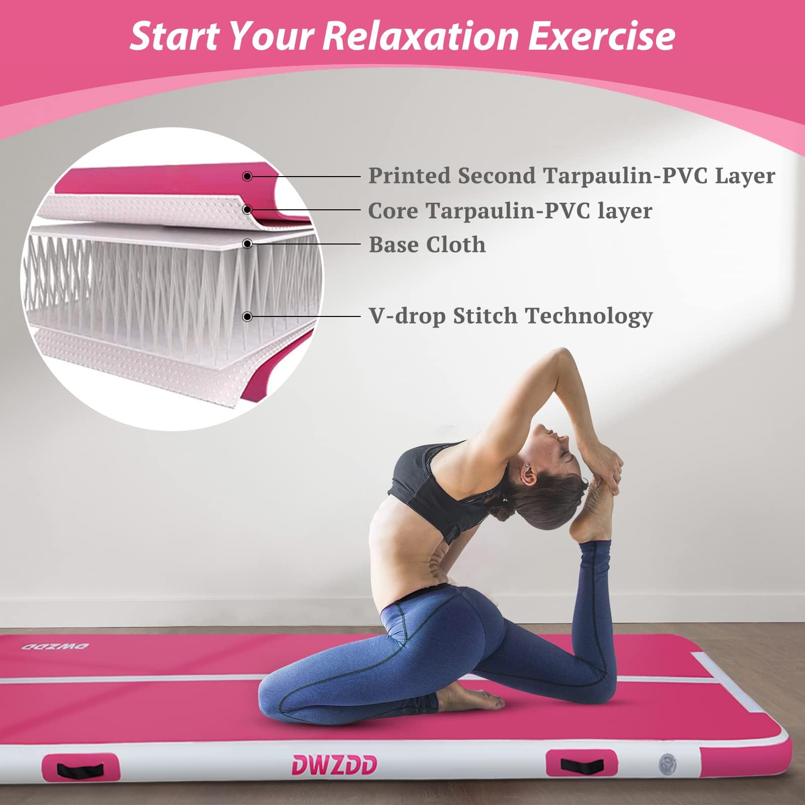 Dwzdd Ginnastica Air Matte Track, 3 m/4 m/5 m/6 m Tappetino di Ginnastica per Bambini, Tappetino di Ginnastica Gonfiabile Tumble Track per Casa/Palestra/Allenamento/Cheerleading/Wasse