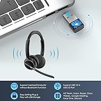 Vista 5 de (2025 Actualizado) Auriculares Inalámbricos con Micrófono para Trabajo, Auriculares Bluetooth con Micrófono de Cancelación de Ruido con Dongle, Base