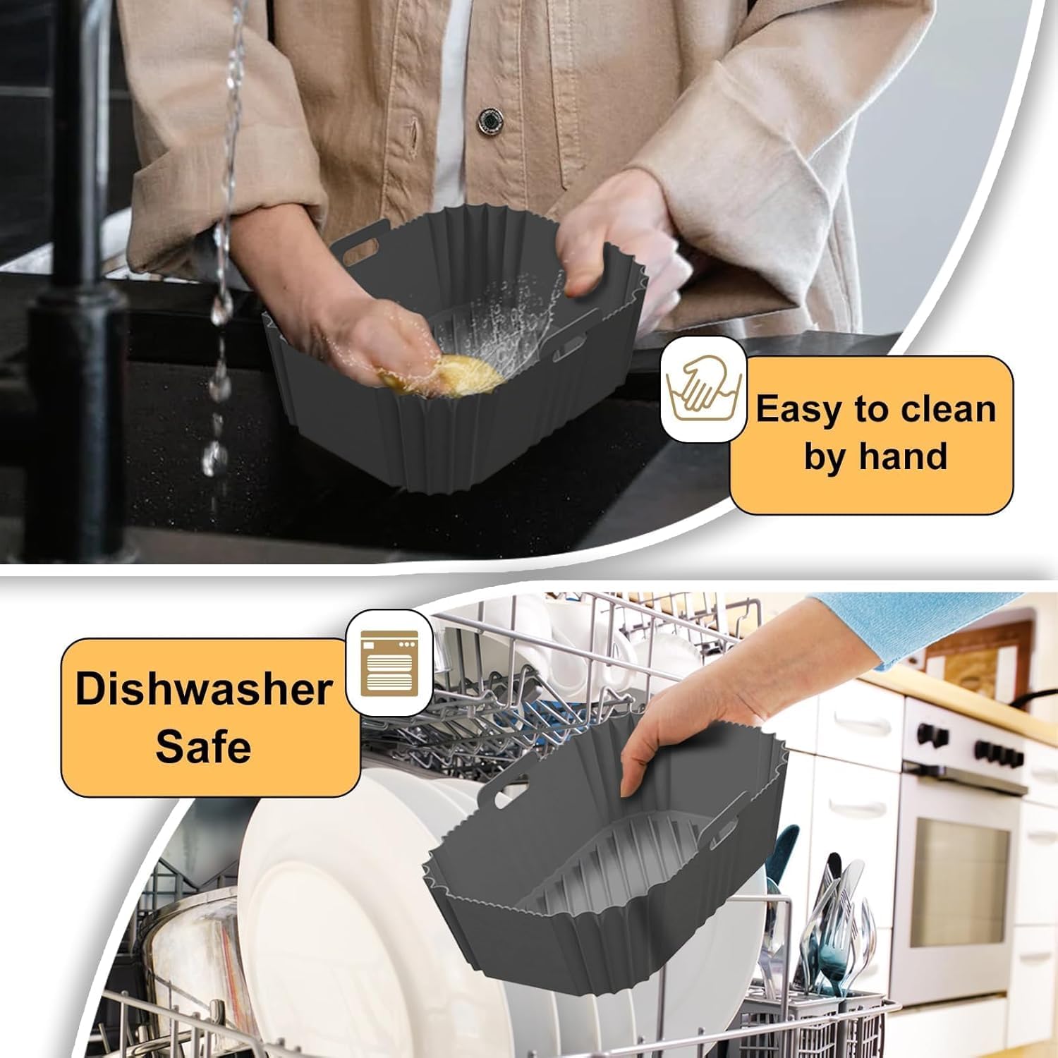 HONYAO Akcesoria do Frytkownicy na Gorące Powietrze do Dual Zone 7,6-10 L, 2 sztuki Silikonowa Frytkownica Akcesoria bez BPA kompatybilne Ninja AF300EU AF400EU i innymi Dual Airfryer