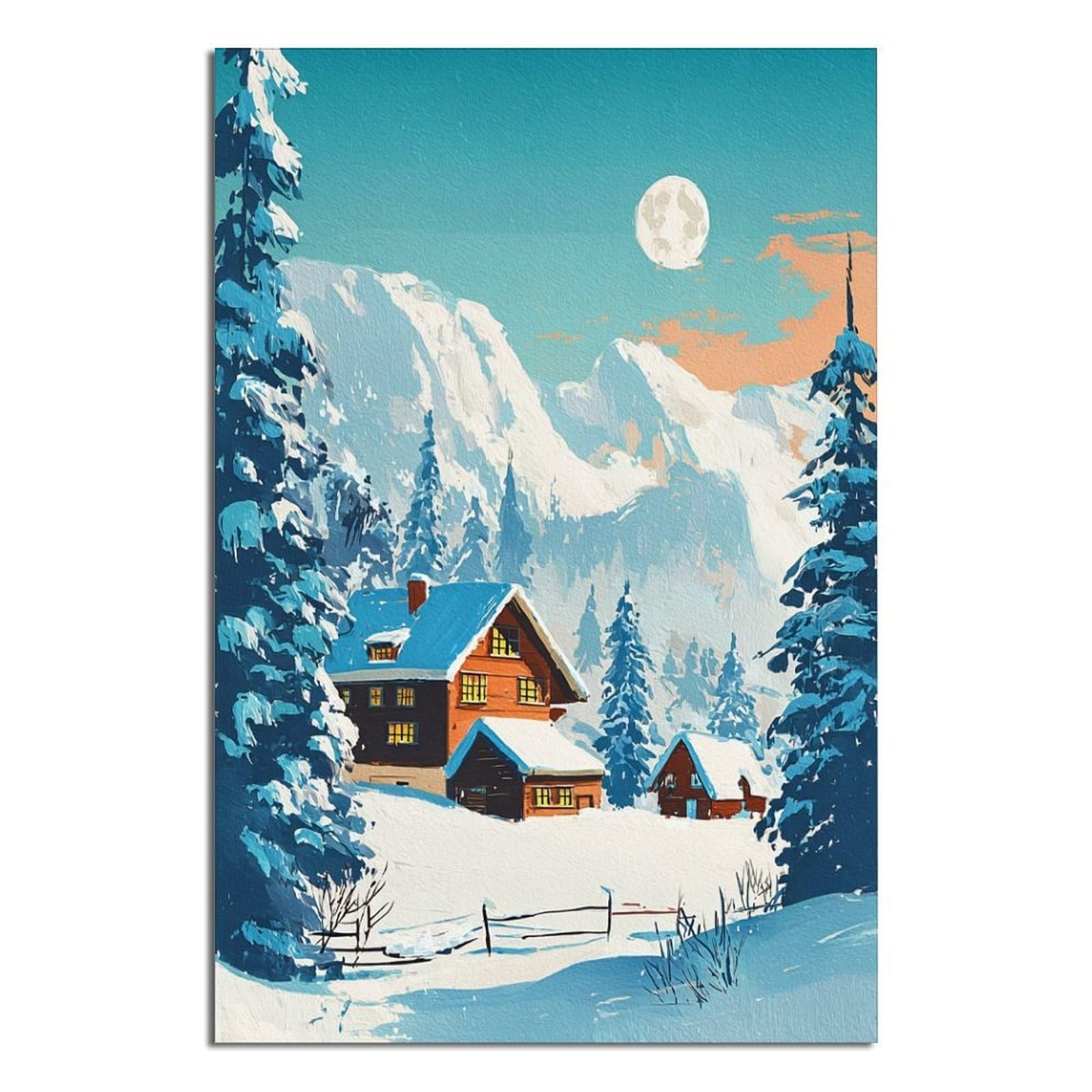 CFXNGA Kitzbuhel Austria Ski Posters 24x36inch(60x90cm) Vintage Watercolor Canvas Art