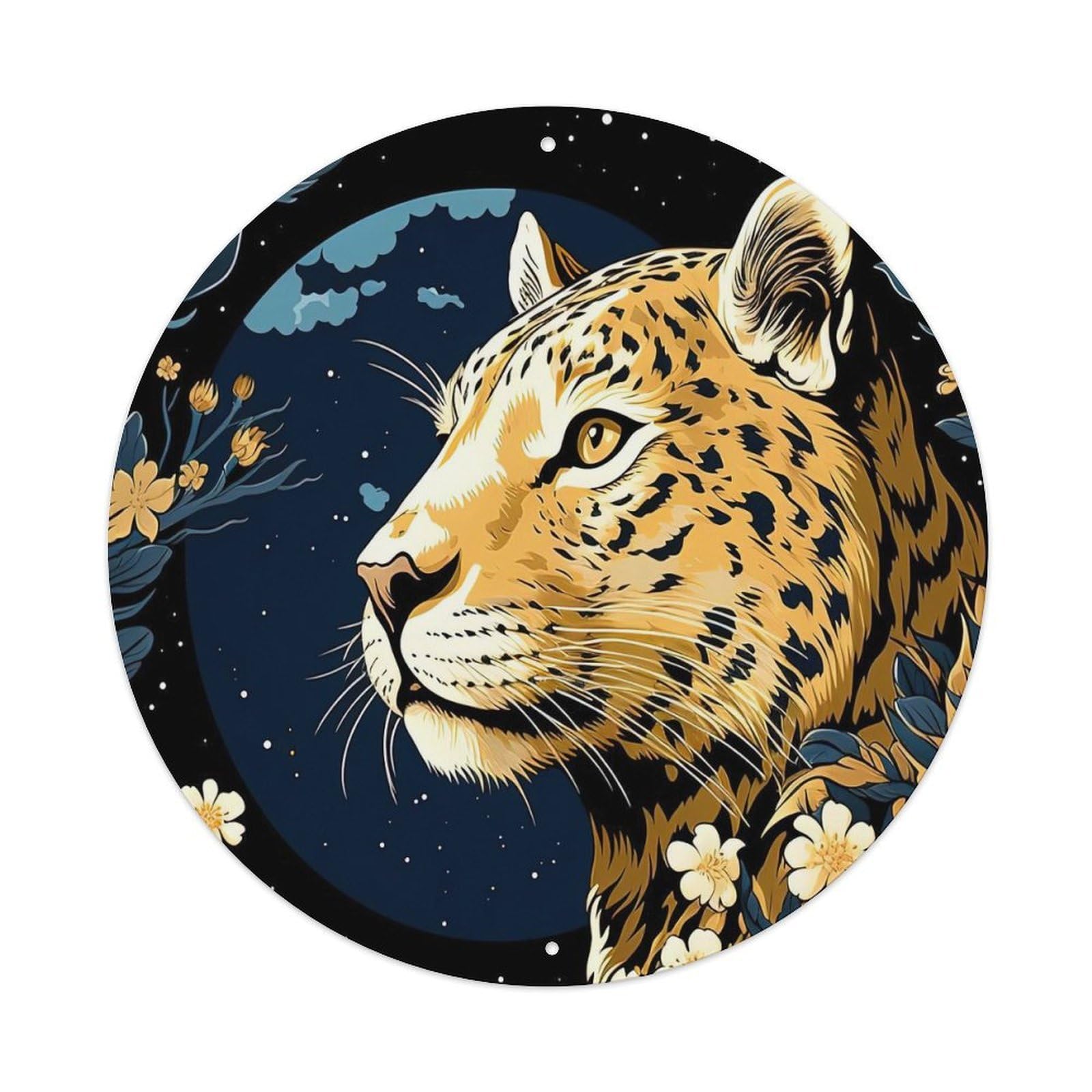 Vintage Animal Art Leopard Metal Tin Sign