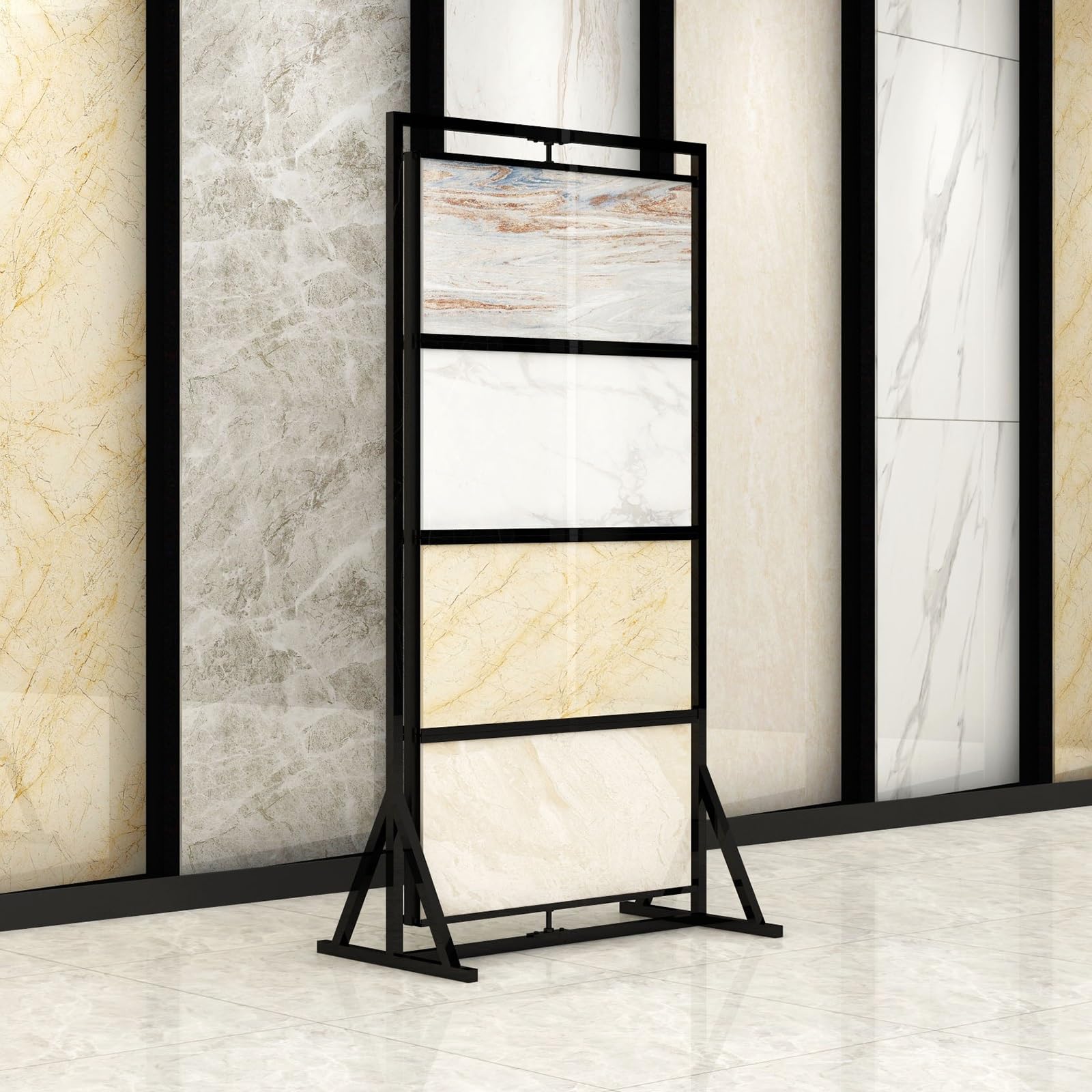 Jkjzsalj Metal Tile Display Rack For Large Format Marble Slabs,Wood Floor,And Craft Shows - Durable Standing Stone Showcase,70X50x176cm