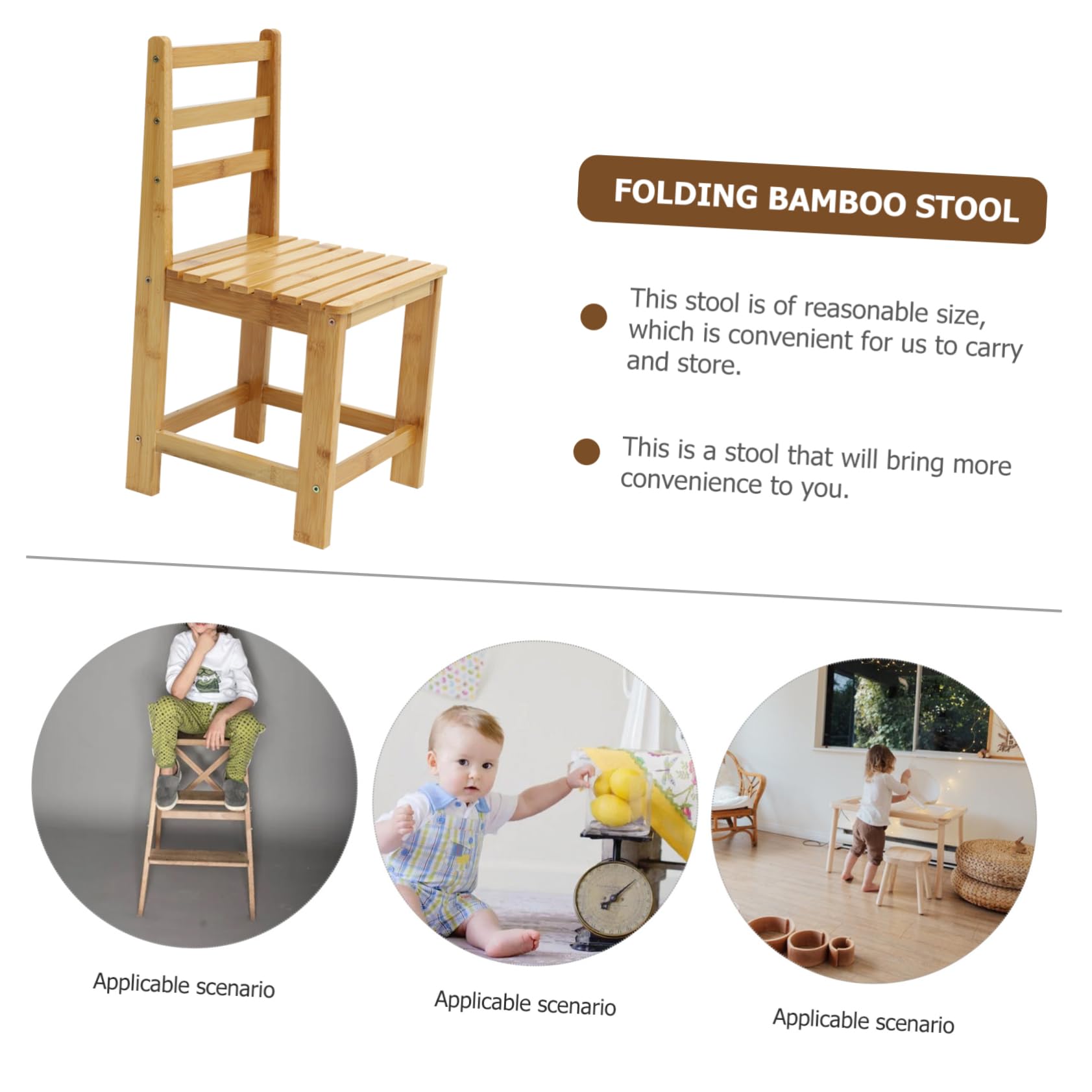 Yardenfun Stable Low Stool Bamboo Small Step Stool for Boys and Girls Adults Bathroom Kitchen and Home Use