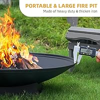 Vista 5 de 32 Inch Fire Pit for Outside, Outdoor Wood Burning Fire Pit Table with Grill & Cover Lid, Large Portable Firepit for Backyard Patio Camping