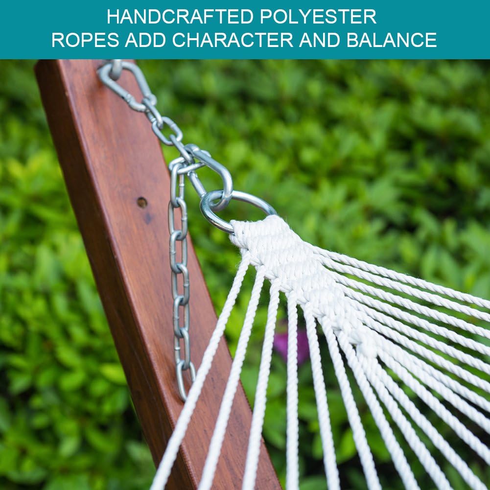 Lazy Daze Hammocks 12FT Quilted Fabric Double Hammock with Spreader Bars and Detachable Pillow, 2 Person Hammock for Outdoor Outside Patio Garden Yard Pool Beach (Linen)