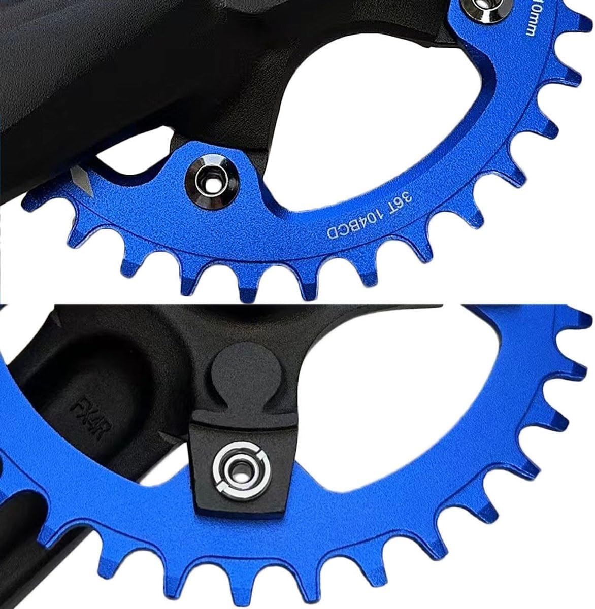 Guarnitura Single Speed ​​30T 32T 34T 36T 38T 152mm /165mm /170mm Pedivelle quadrate 104 BCD Guarnitura per Bici Single Speed, Bici a Scatto Fisso, Bici da Pista (Colore: Rosso, Mi
