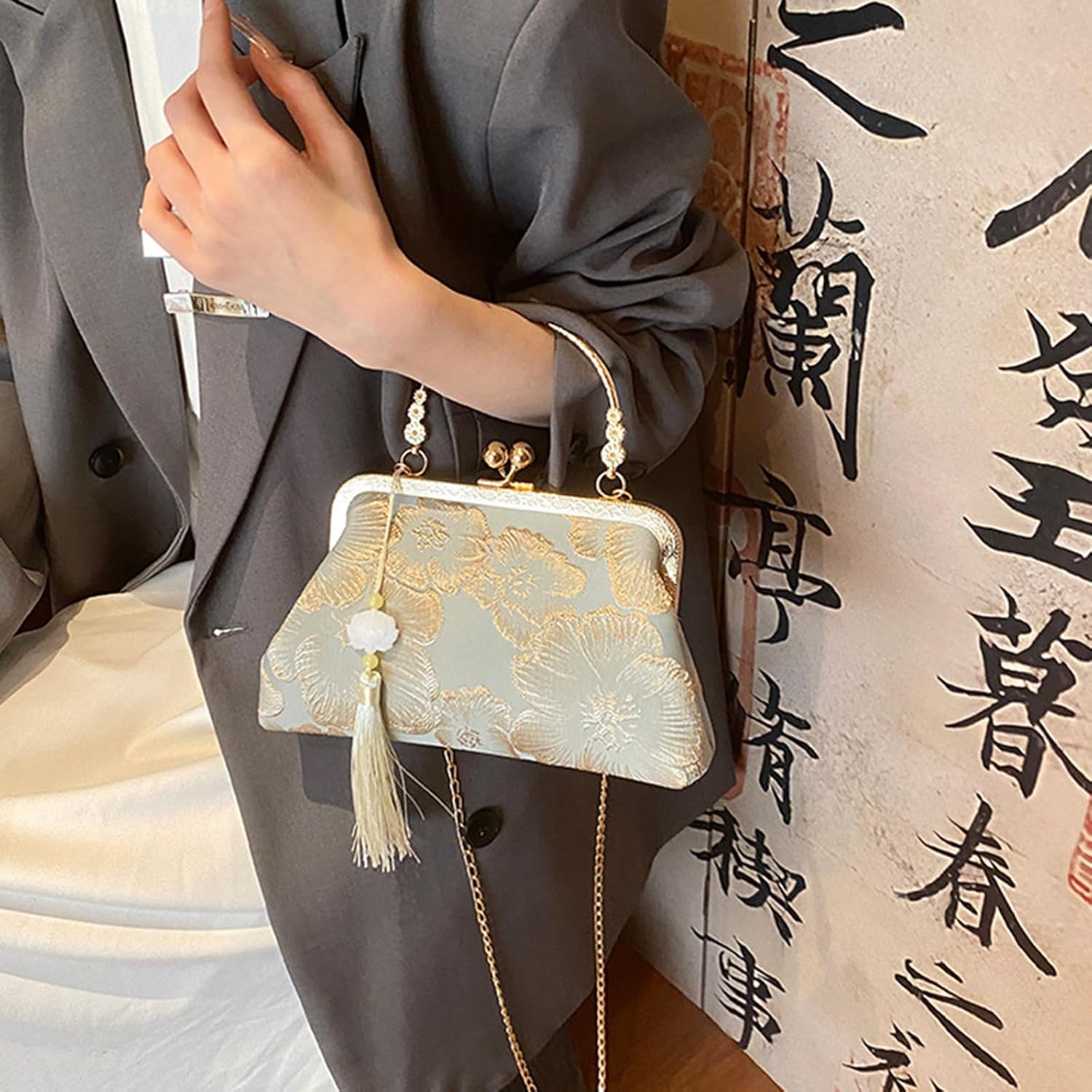 Elegant Chinese Evening Bag Cheongsam Inspired Chain Shoulder Crossbody Bag for Wedding Party Women Handbag - Image 7