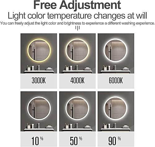 Miniatura 3 de Espejo de baño con luces LED de 32 pulgadas, retroiluminado, retroiluminado, espejo iluminado para montar en la pared, antiniebla, 3 colores