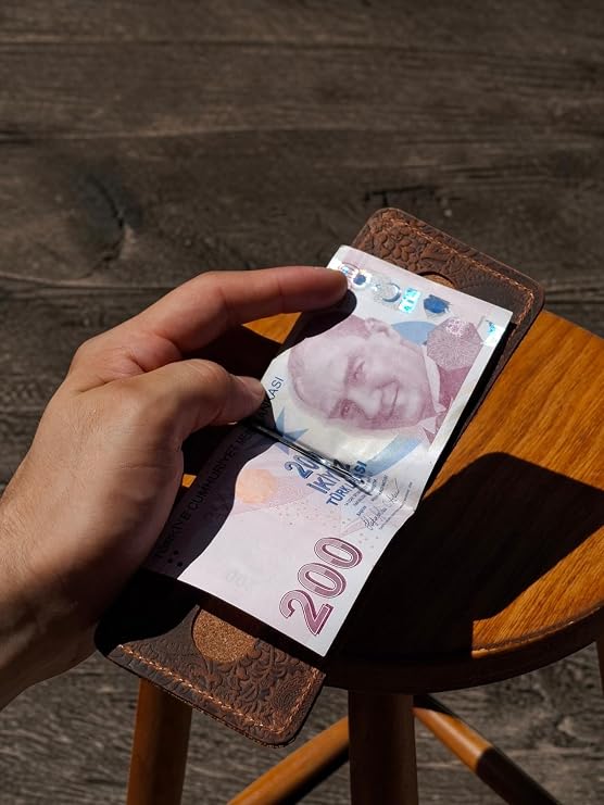 Kartlık & Cüzdan Para Klipsli Erkek Kadın Cüzdan Hediyelik (TABA) | Şal Desenli