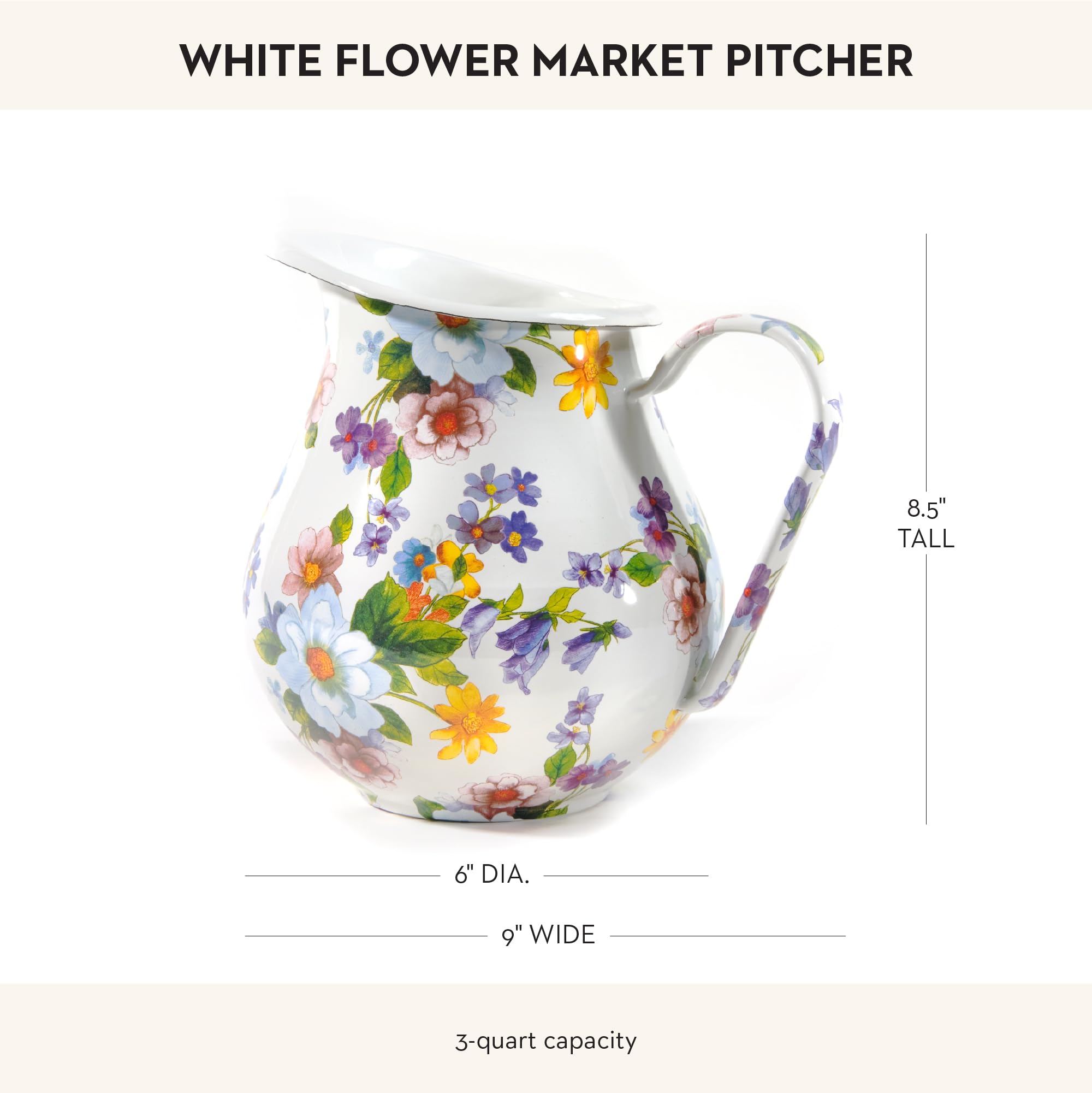 Amazon.com: MACKENZIE-CHILDS Enamel Pitcher with Spout for Water