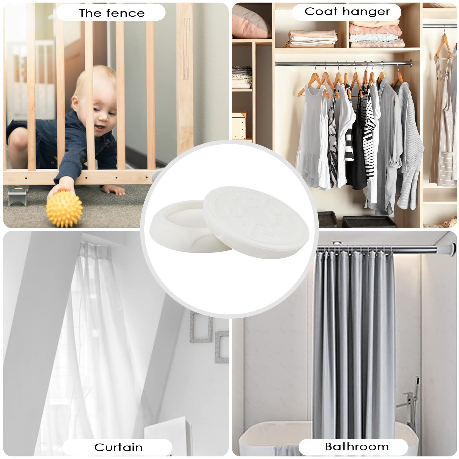 4 pezzi Wall Protector pad, Risparmio Murale per Griglie Scale, Barriera Di Protezione Della Barriera Del Bambino, Nessuna Foratura Richiesta, per Tende, Barriere, Appendini(bianco)