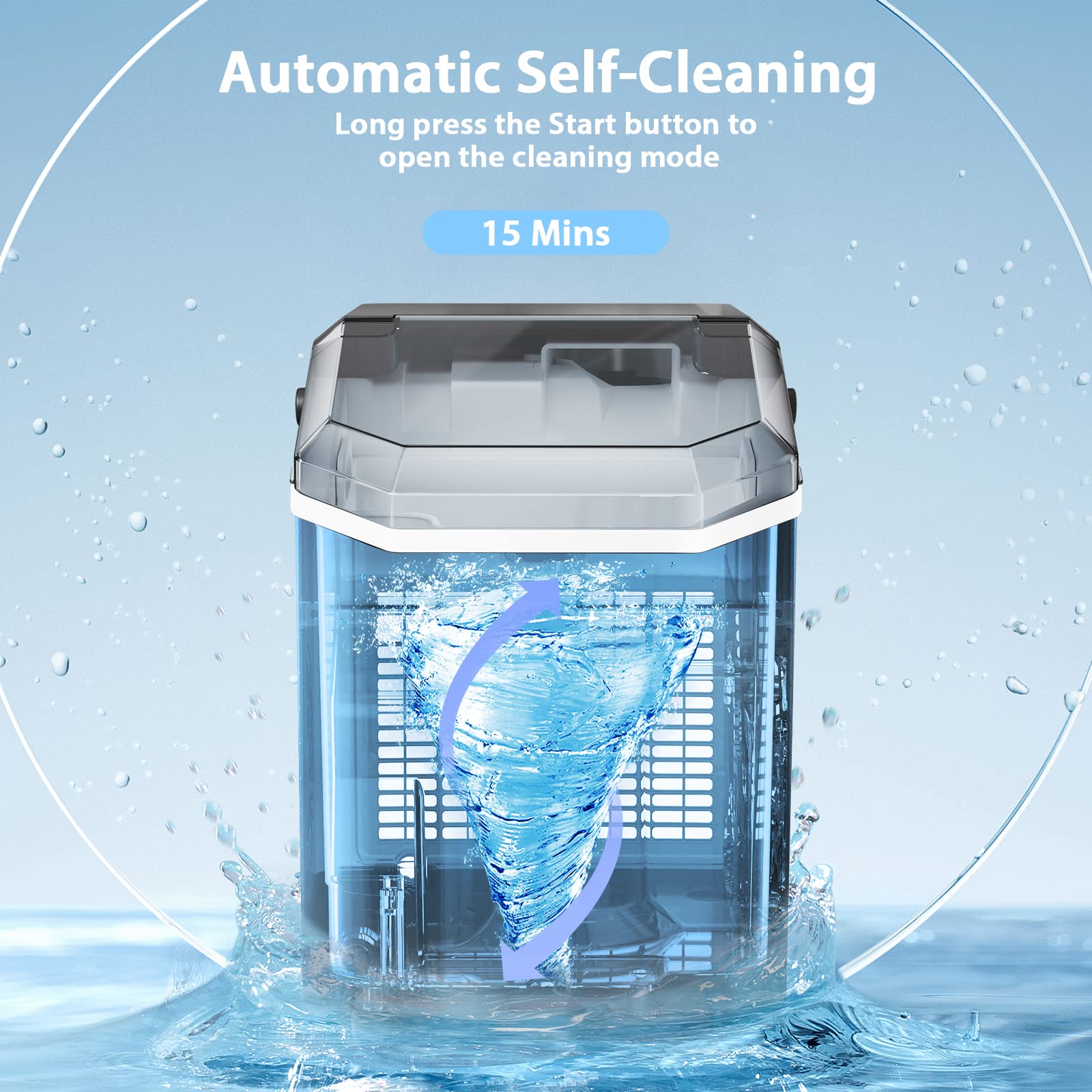 Antarctic Star Countertop Ice Maker Portable Ice Machine, Automatic-Cleaning Ice Makers, 34lbs/24h, Pebble Portable Ice Machine With Ice Scoop For Home Kitchen Bar Party Black on Fridge.com - View 4