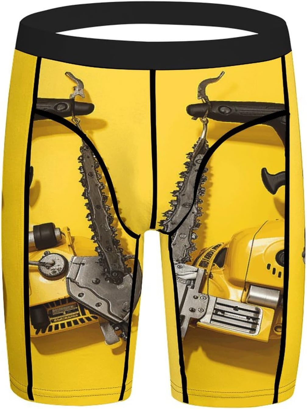 Yellow Two Chainsaws Compression Shorts Men Spandex Sport Shorts Workout Performance Baselayer Underwear
