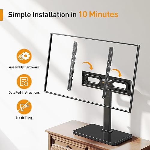 Miniatura 5 de Perlegear Soporte de TV de mesa, soporte universal para televisores LCD LED OLED de 23 a 60 pulgadas, soporte de base de TV de altura ajustable con