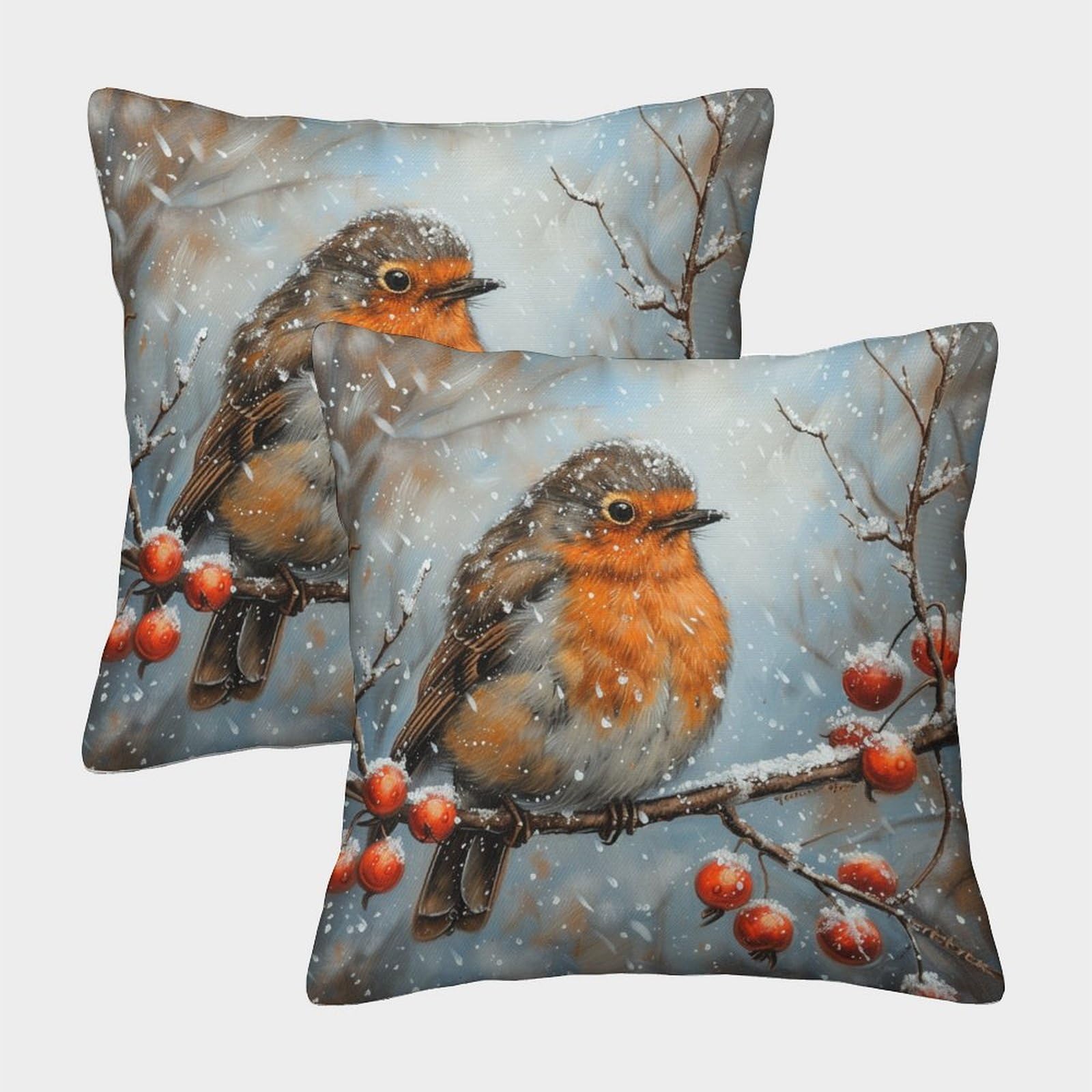 HLXZMCVBT Robin Velvet Pillow Cover Cushion Cases Outdoor Decor Set of 2 for 40x40cm