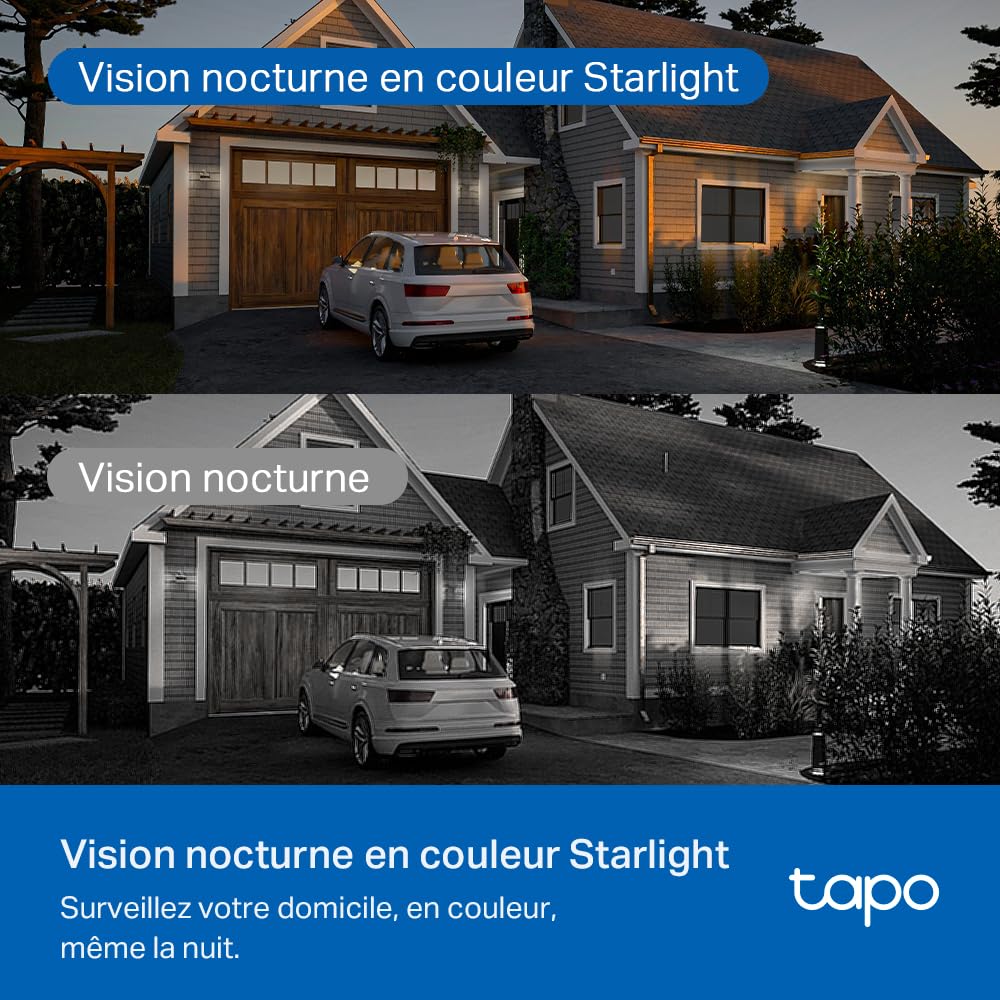 Tapo C530WS Caméra de Surveillance extérieure 360° 3K 5MP Vision Nocturne Couleur Starlight Détection IA Suivi de Mouvement WLAN Ethernet