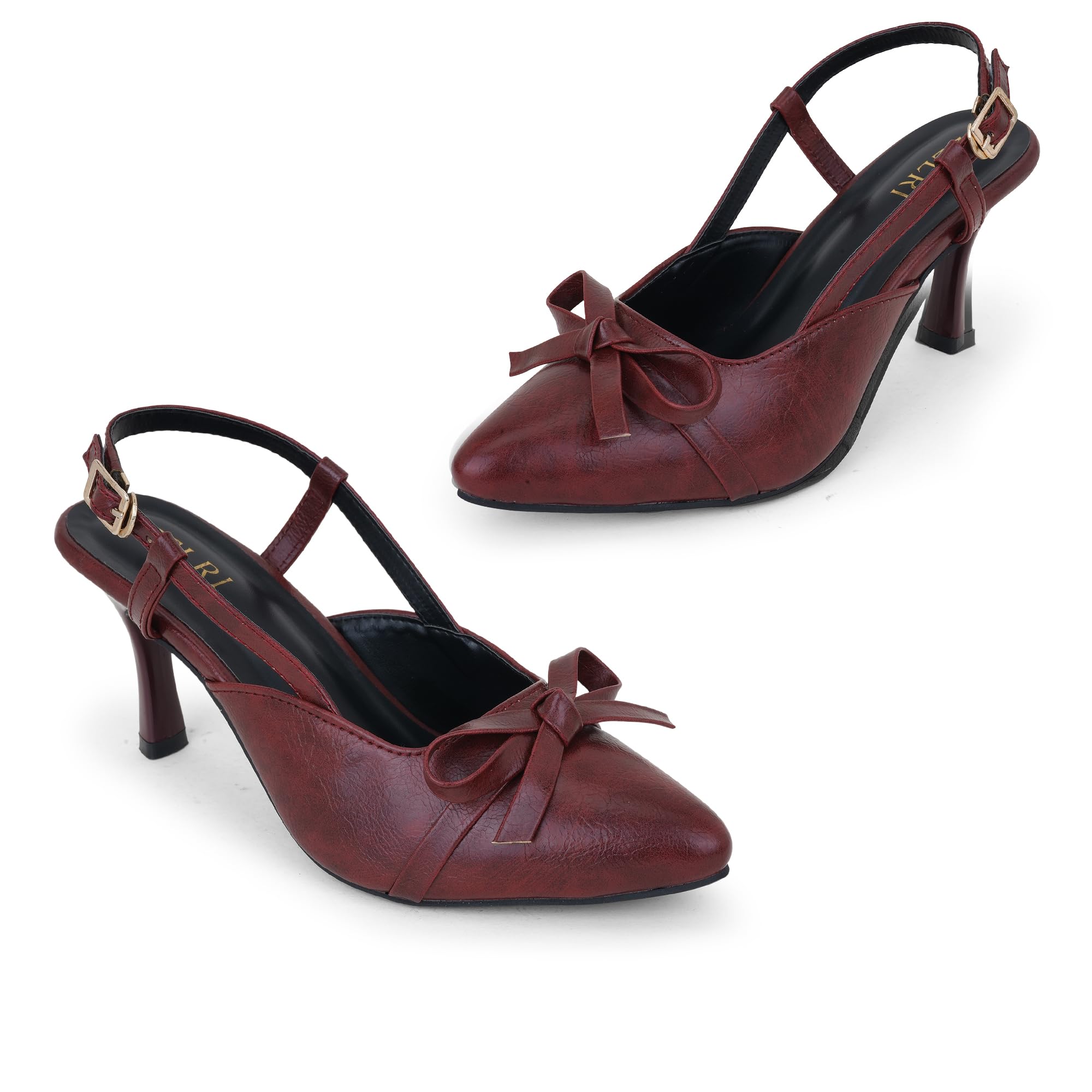 Women's Pointed Toe Slingback Pencil Heels with Bow Accent - Elegant Artificial Leather Sandals for Party, Office, & Weddings - Buckle Closure-image-17