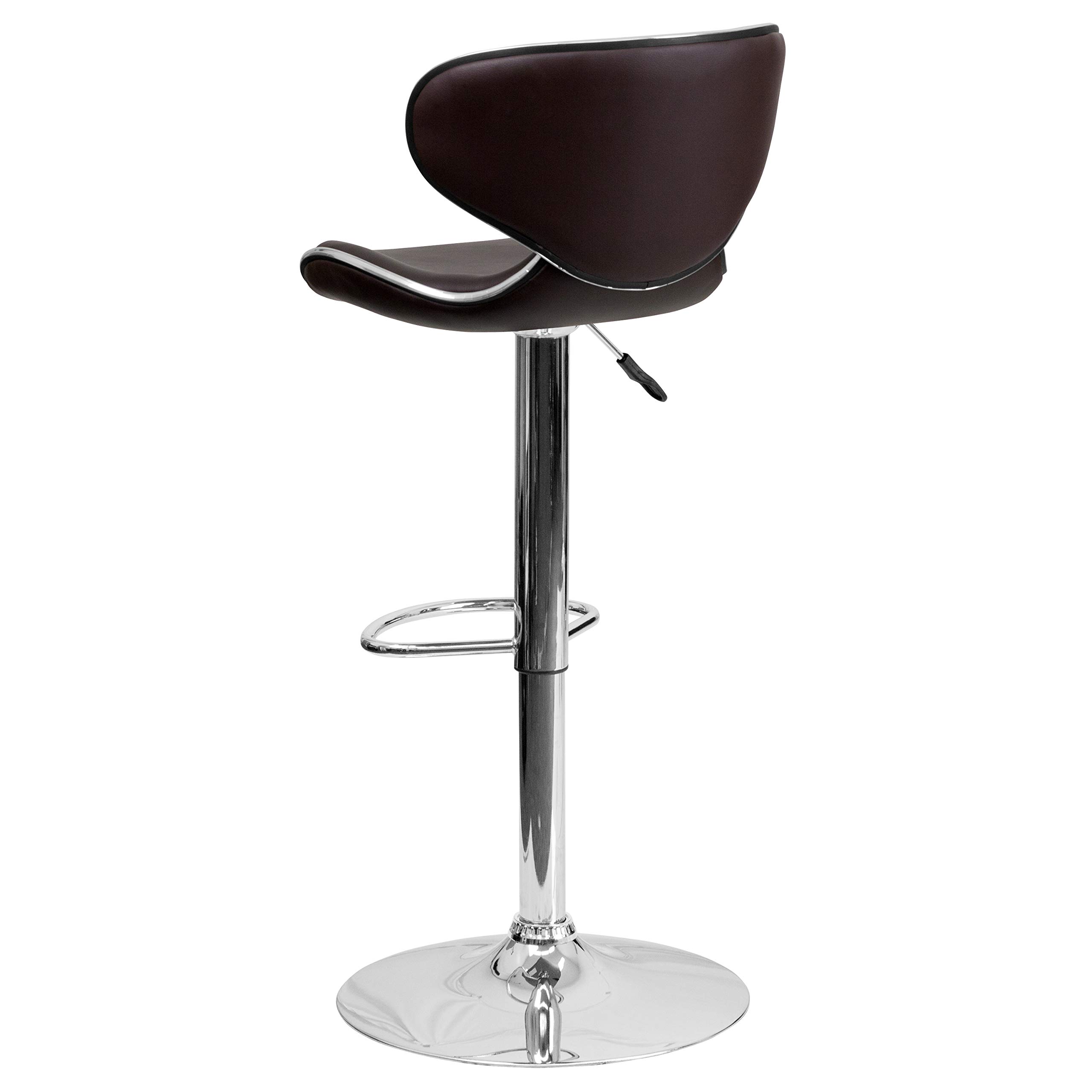 Flash Furniture Aidan - Set di 2 sgabelli da Bar in Vinile con Schienale Medio, Altezza Regolabile, con Base cromata