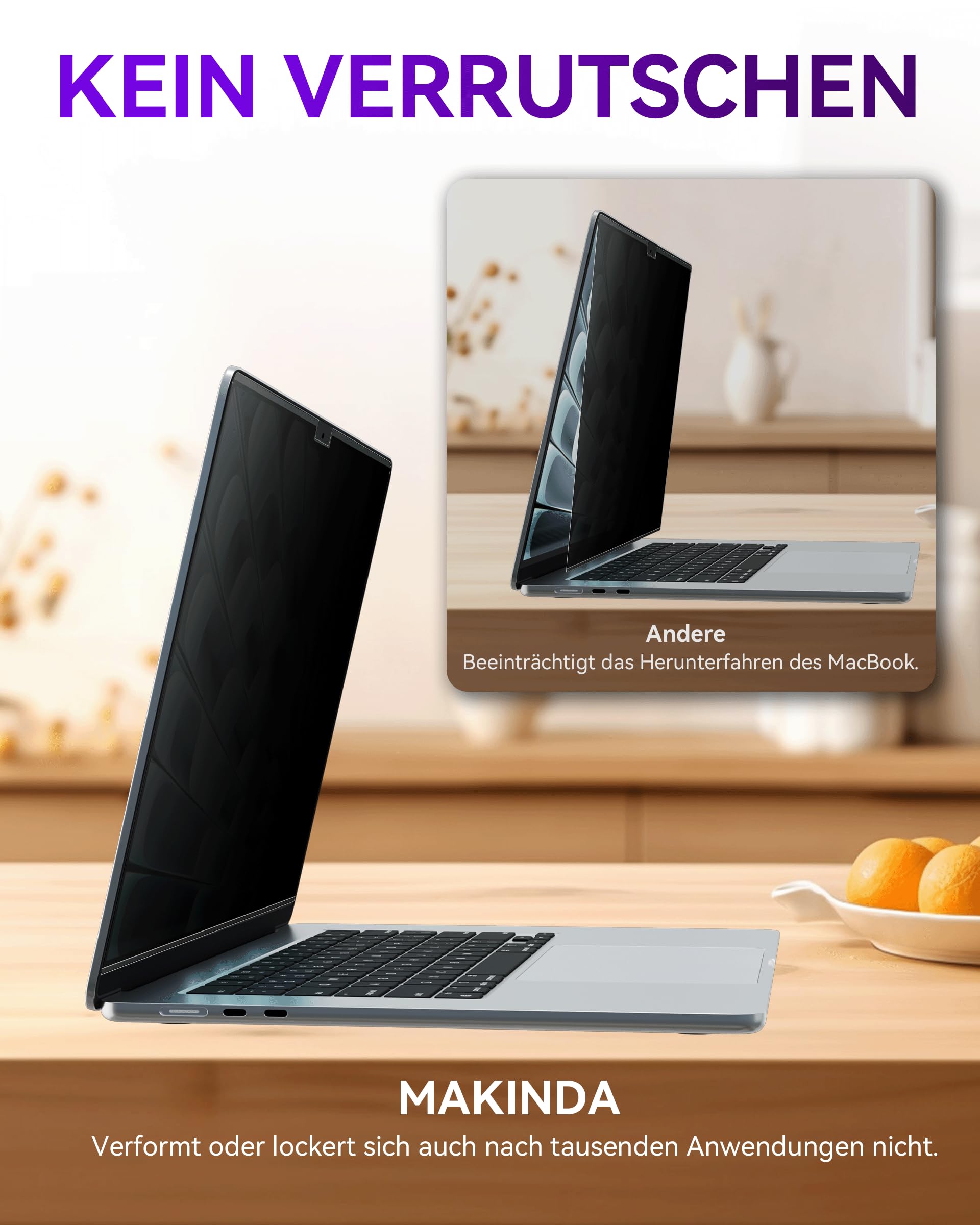 Filtro privacy magnetico per Apple MacBook Air 15 pollici (2023 – 2025, M2/M3/M4 A2941 A3114), pellicola di protezione per la privacy e la privacy del computer portatile