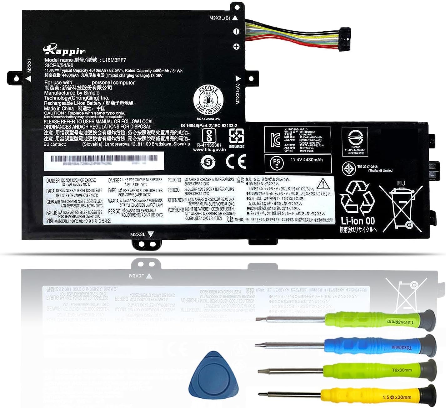 L18M3PF7 L18L3PF3 Battery for Lenovo ideapad S340-14IML/14API/14IIL/14IWL Battery,ideapad S340-15IWL/15API/15IIL Flex15IWL,ideapad C340-15IWL/15IIL Series L18L3PF2 L18M3PF6 L18C3PF7 52.5Wh