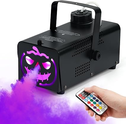 TCFUNDY 500W Fog Machine with 9 LED Lights, Fogger with 12 Color Lights Effect for Halloween Wedding DJ Party Stage, Portable Smoke Machine Outdoor with Remote Control
