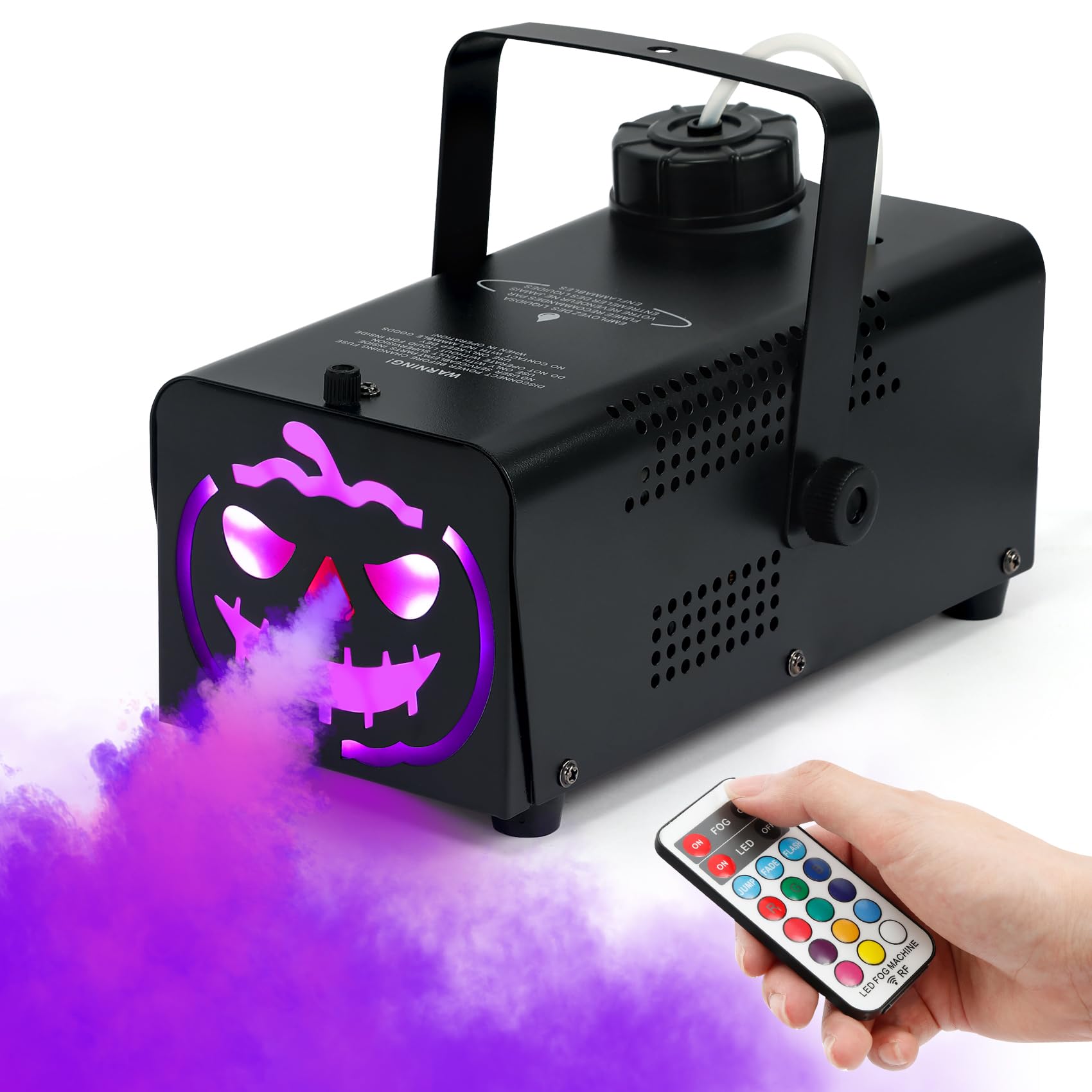 Máquina de niebla de 500 W con 9 luces LED, nebulizador con efecto de 12 luces de color para Halloween, boda, fiesta de DJ, escenario, máquina de humo portátil para exteriores con control