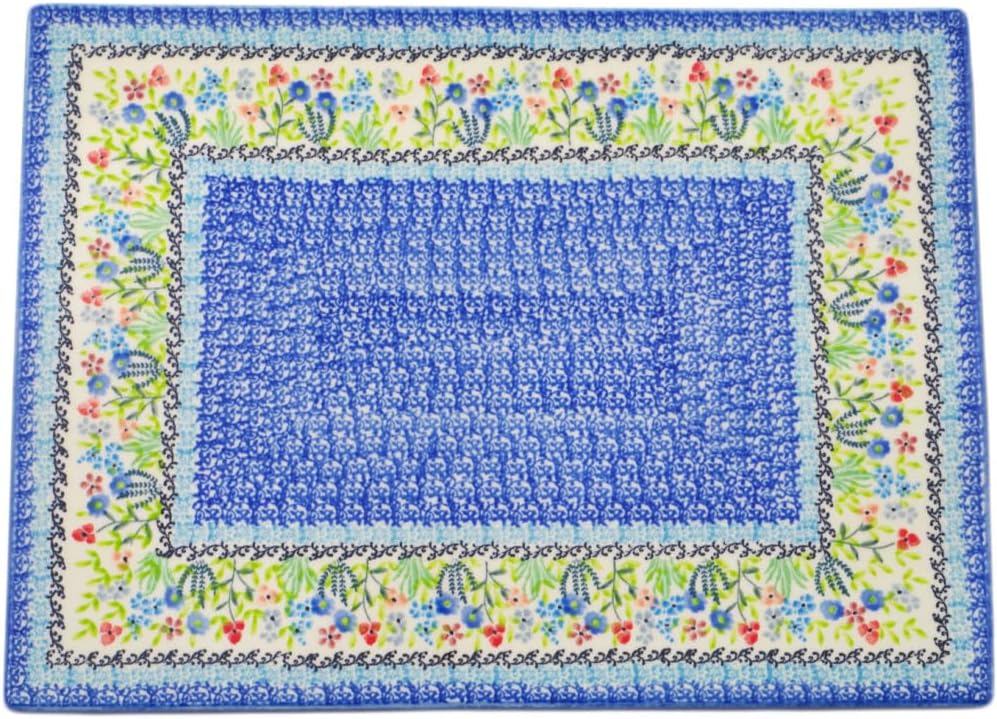 Polmedia Polish Pottery Cookie Sheet UNIKAT - Spring Essence Pattern Handmade in Boleslawiec Poland by Ceramika Artystyczna + Certificate of Authenticity