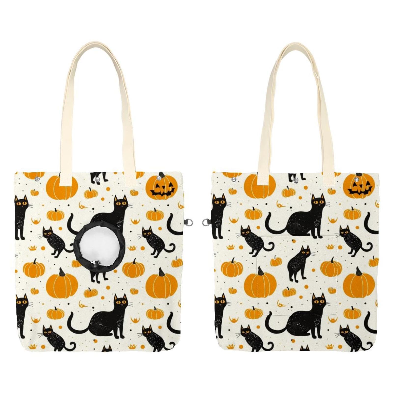 Bolsa de transporte de hombro para mascotas de lona con diseño de calabaza