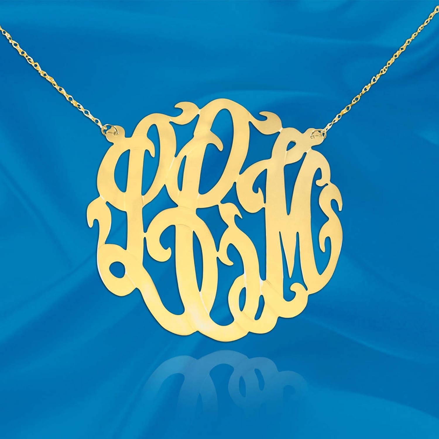 Monogram Necklace - 1.5 inch 24K Gold Plated Sterling Silver - Personalized Monogram - Custom Monogram - Initial Necklace - Made in USA