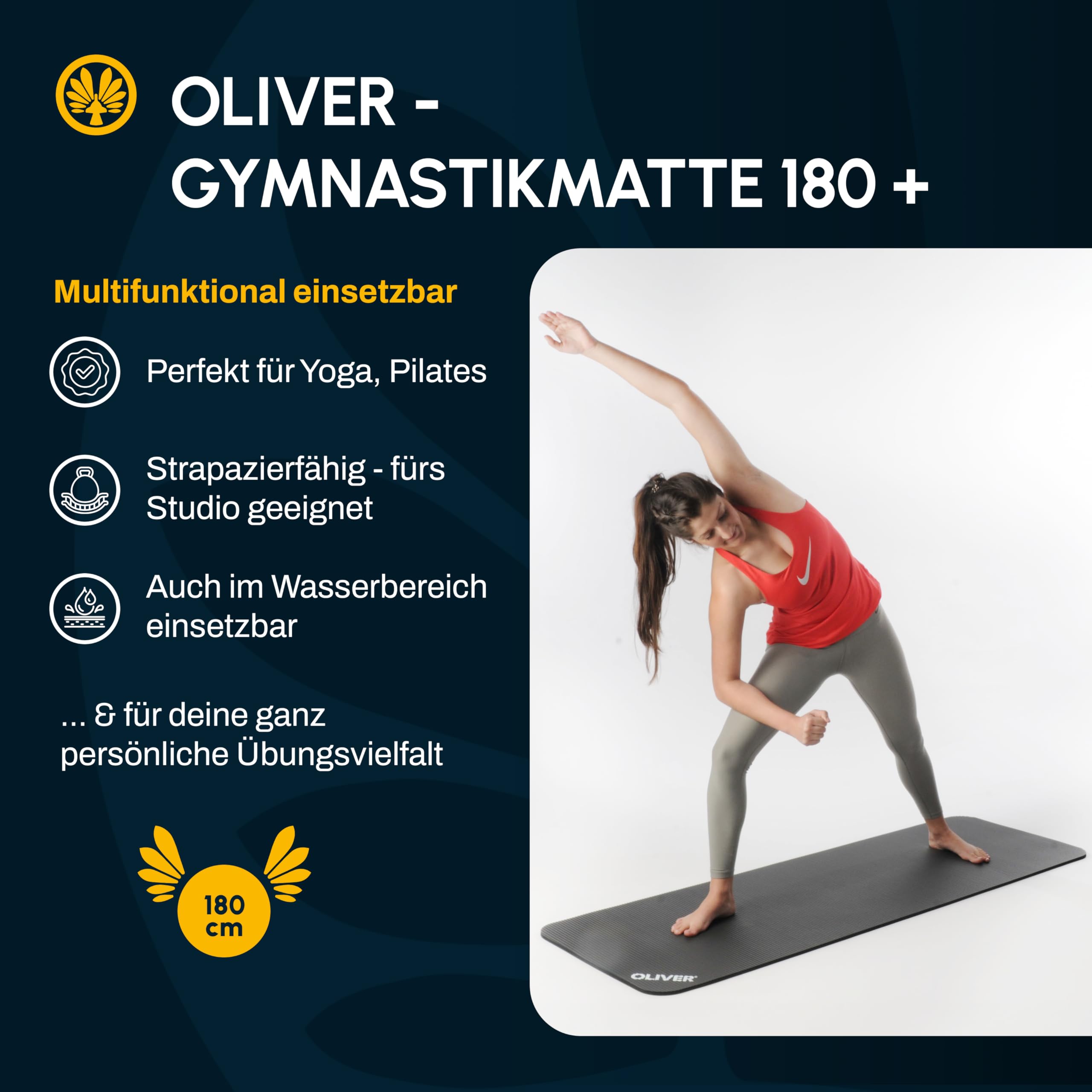 OLIVER Gymnastikmatte 180 Schwarz im 10er Set Fitnessmatte Yoga Pilates Studio