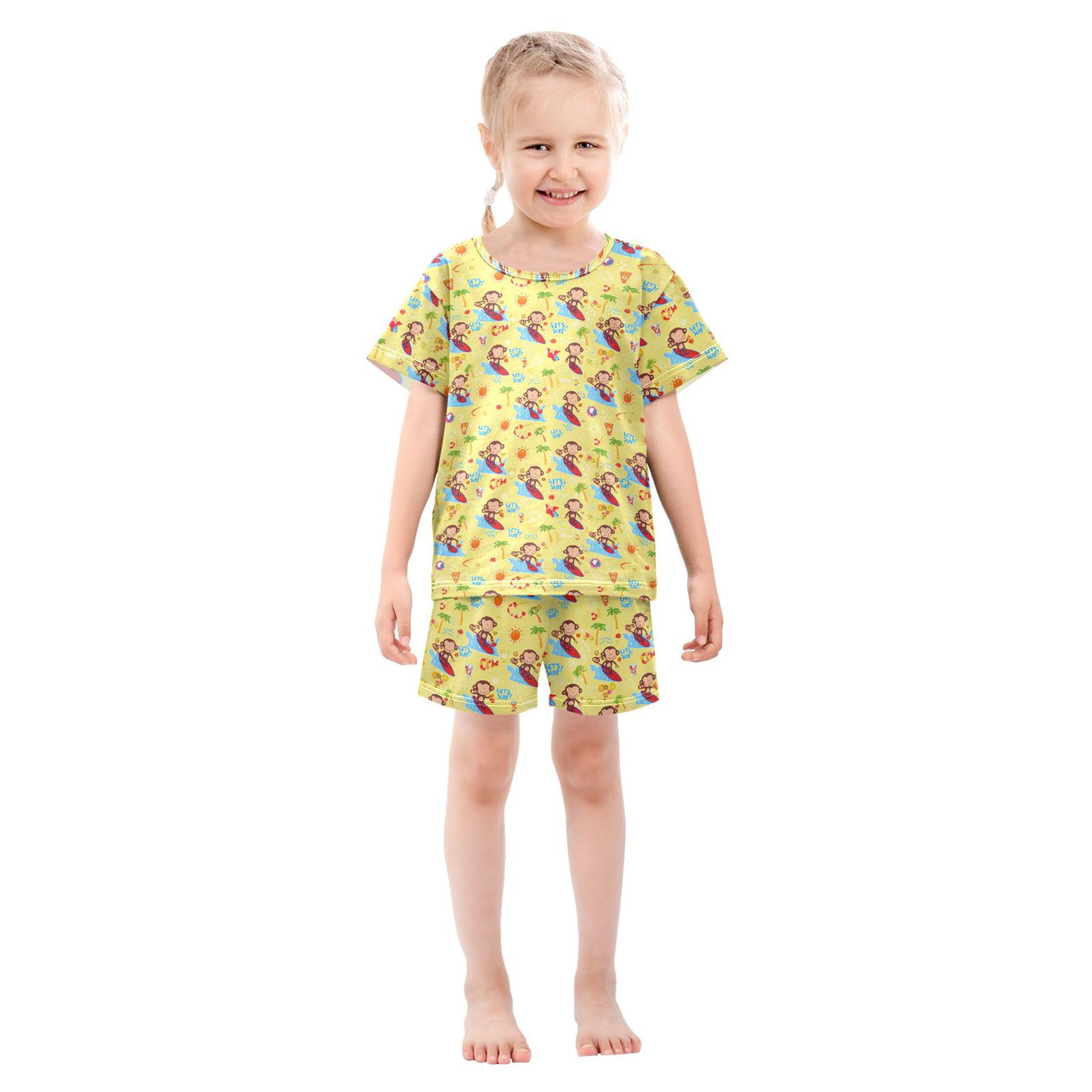UMIRIKO Cute Monkey Pajamas Short Sleeve Top Shorts Summer Pajamas Set B0404657