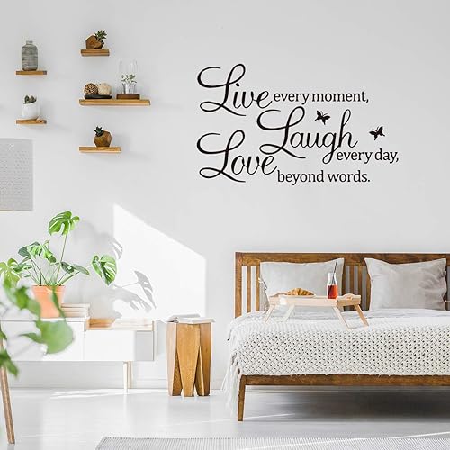 Miniatura 4 de Rertcioph Vinilos de pared motivacionales con texto en inglés «Live Every Moment», «Ríe todos los días», «Love Beyond Words», calcomanías de pared