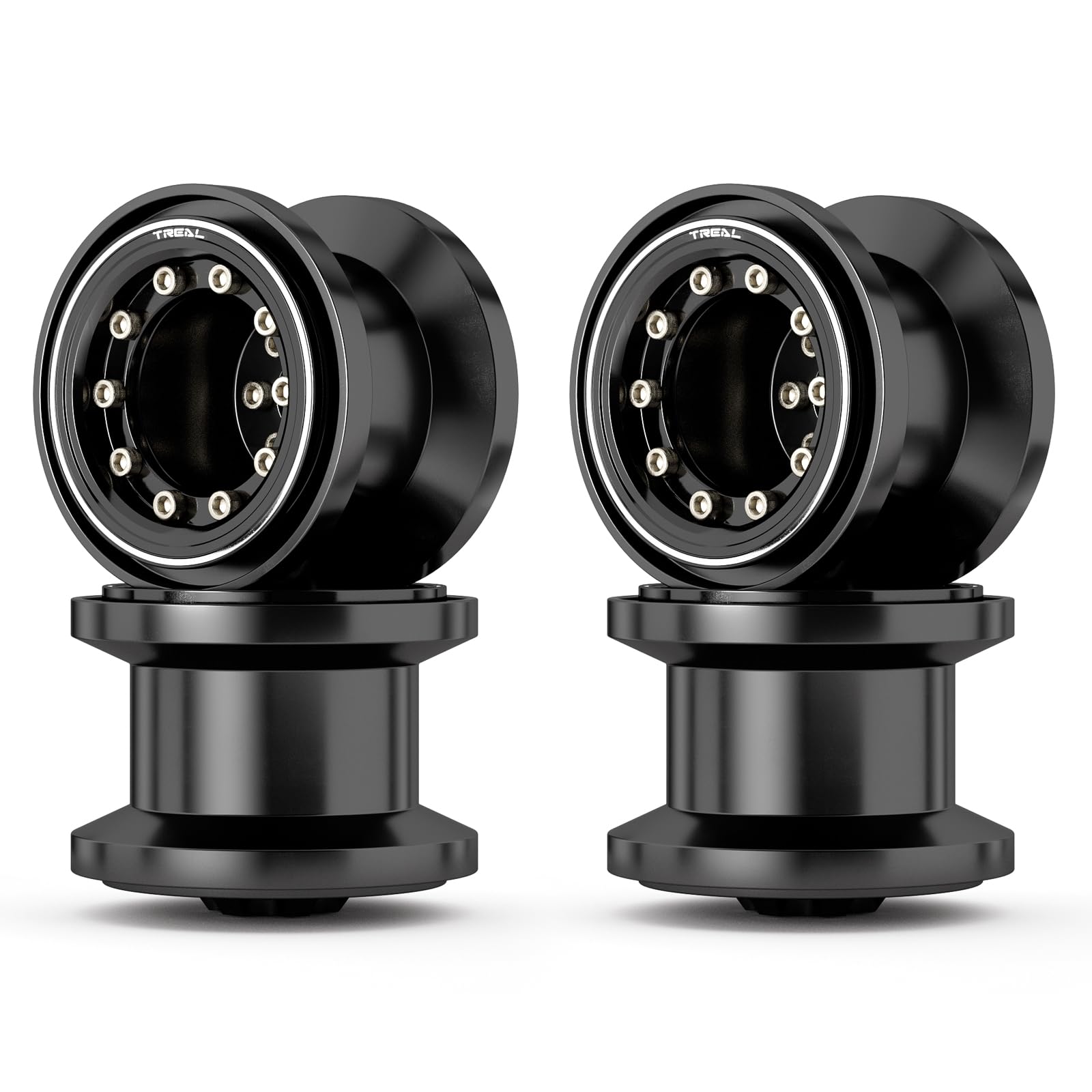 TREAL TRX4MT Beadlock Wheels High Trail 3.1 Wheel Rims(4P) Aluminum Upgrades for 1/18 TRX-4MT F-150 K10(Black-Black)
