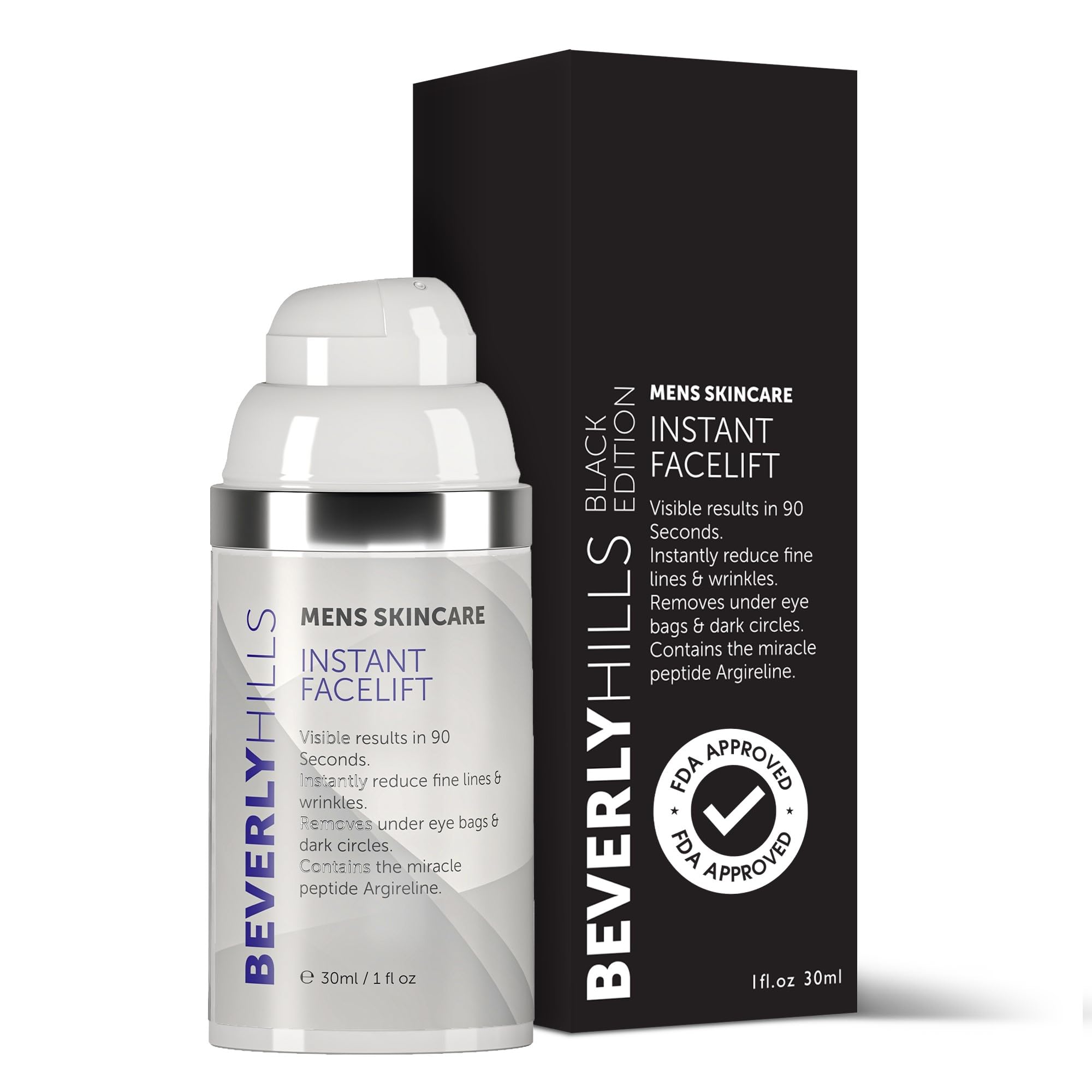 Beverly Hills hommes lifting instantané sérum-Black Edition | 30ml | Formule anti-âge avec le peptide miracle Argireline | Réduisez les ridules et les rides | Restaurer la teinte plus ferme