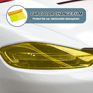 Car Headlight Tint Film 30x120cm Smoke Vinyl Light Wrap Roll (Yellow)