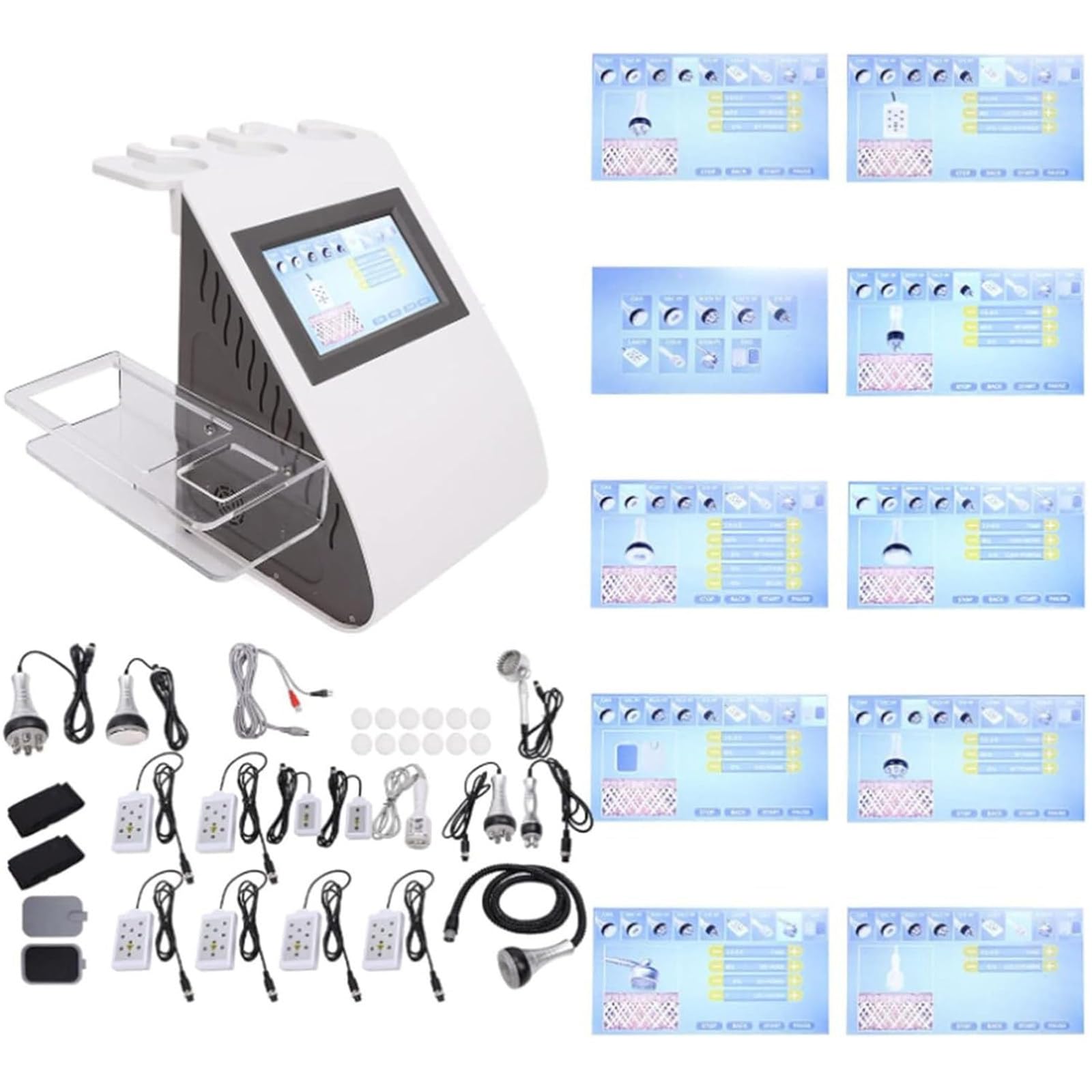 Cavitation 40K Machine de Beauté à Ultrasons, Appareil De Tonification du Corps, Appareil Professionnel De Remodelage du Corps pour Le Ventre La Taille Les Jambes (9 en 1)
